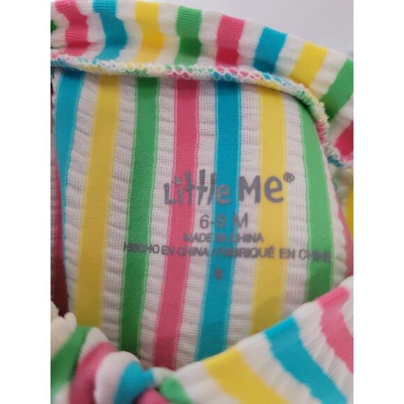 Little Me Striped Baby Girl One Piece Long Sleeve Swimsuit size 3-6 Months #3 - Picture 3 of 4